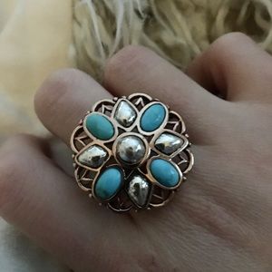 Barse copper and turquoise ring